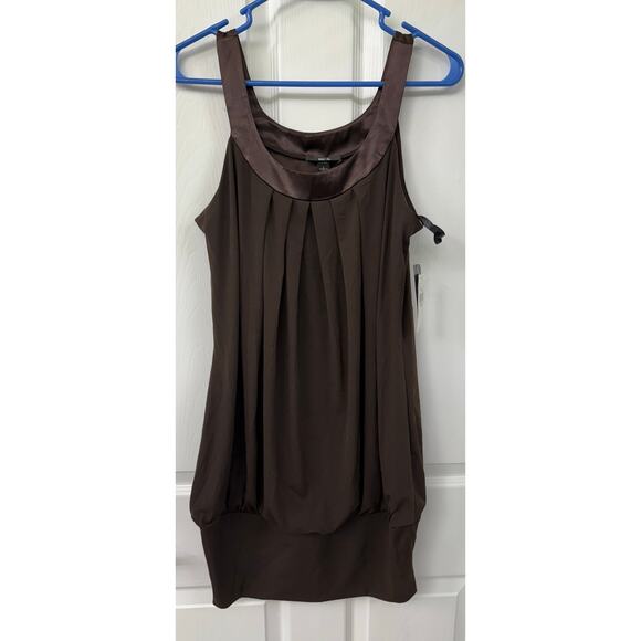 BCX large brown tunic sleeveless top NWT ($54 retail) Y2K dressy work blouse - Picture 1 of 5